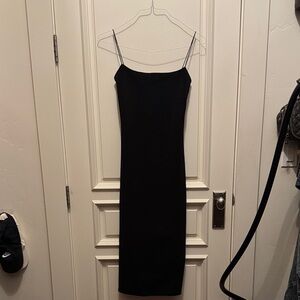Zara Black Midi Dress with Spaghetti Straps